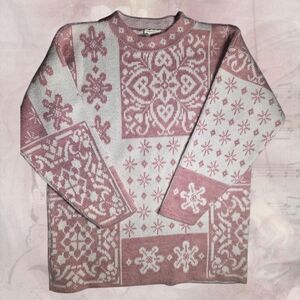 Needles & Yarn: Pink and White Grandma Sweater